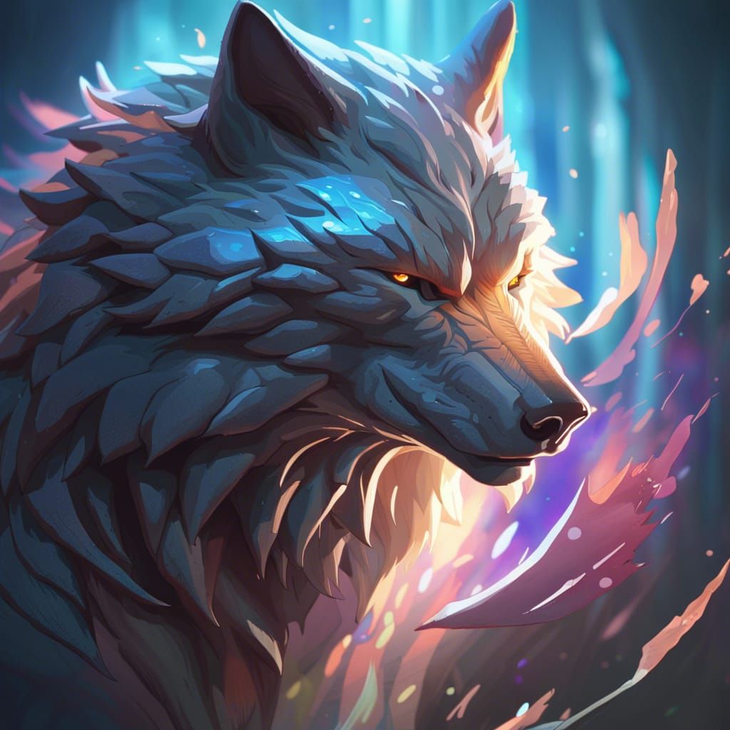 Hyperdetailed Wolf Portrait with Dynamic Lighting