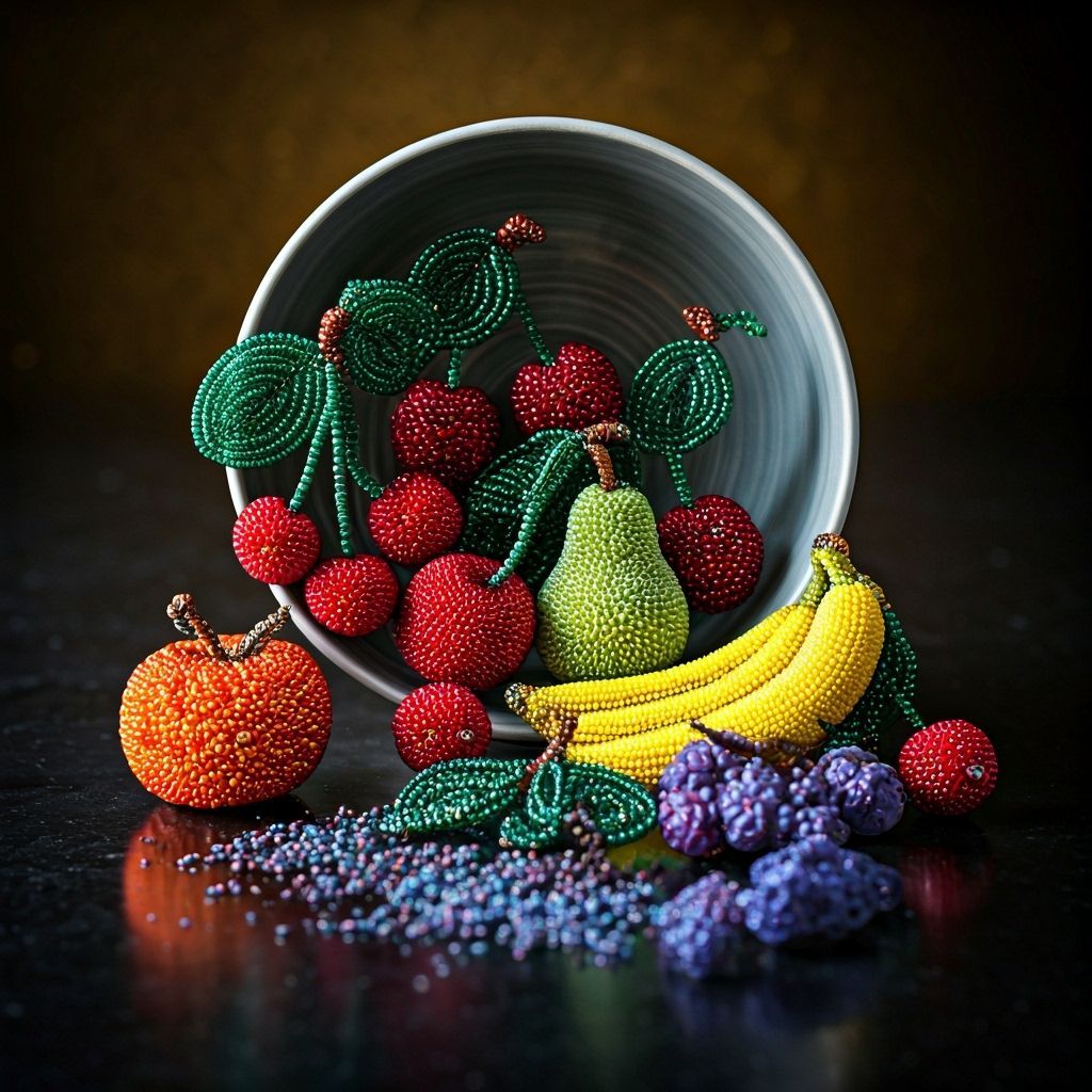 Beaded Fruit Bowl: A Macro Fantasy Art Piece