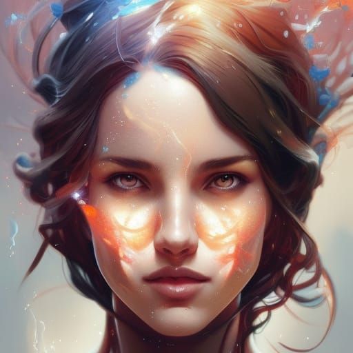 Elemental Girl Portrait in Hyperdetailed Style