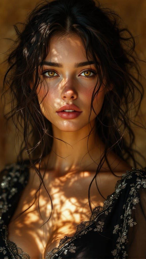 Hyperrealistic Portrait of a Mysterious Woman in Earthy Tone...