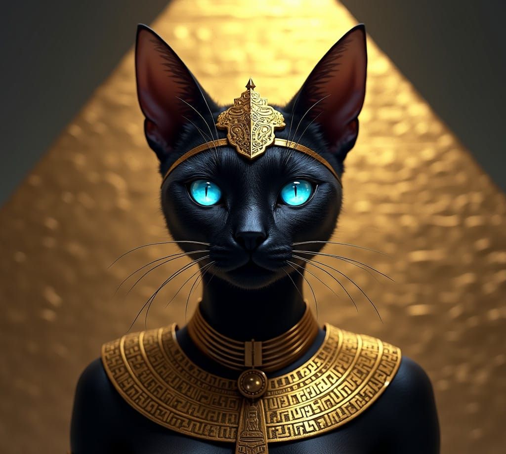 Egyptian Goddess Bastet Portrait in Dark Fantasy Style