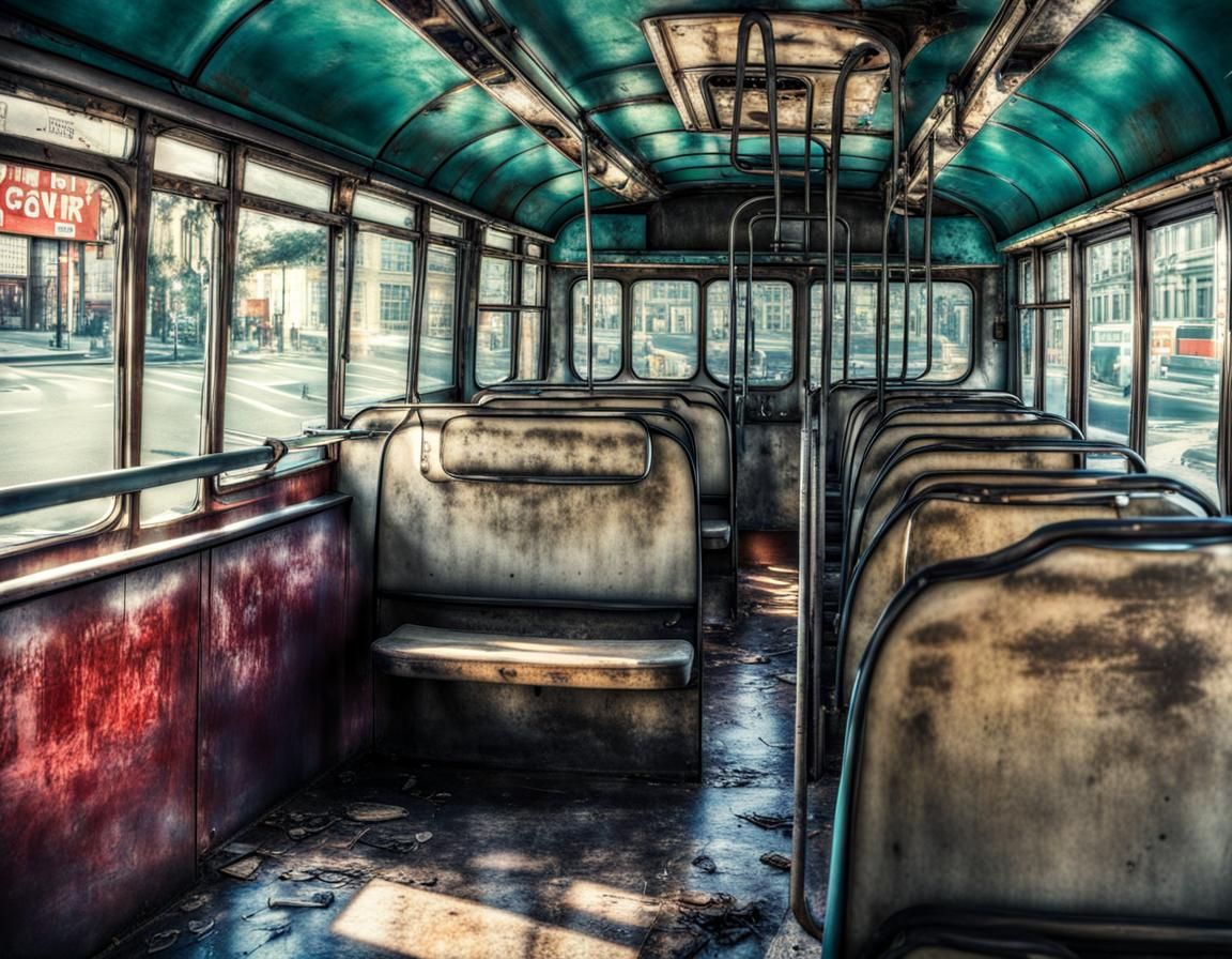 Abandoned City Bus Interior in San Francisco