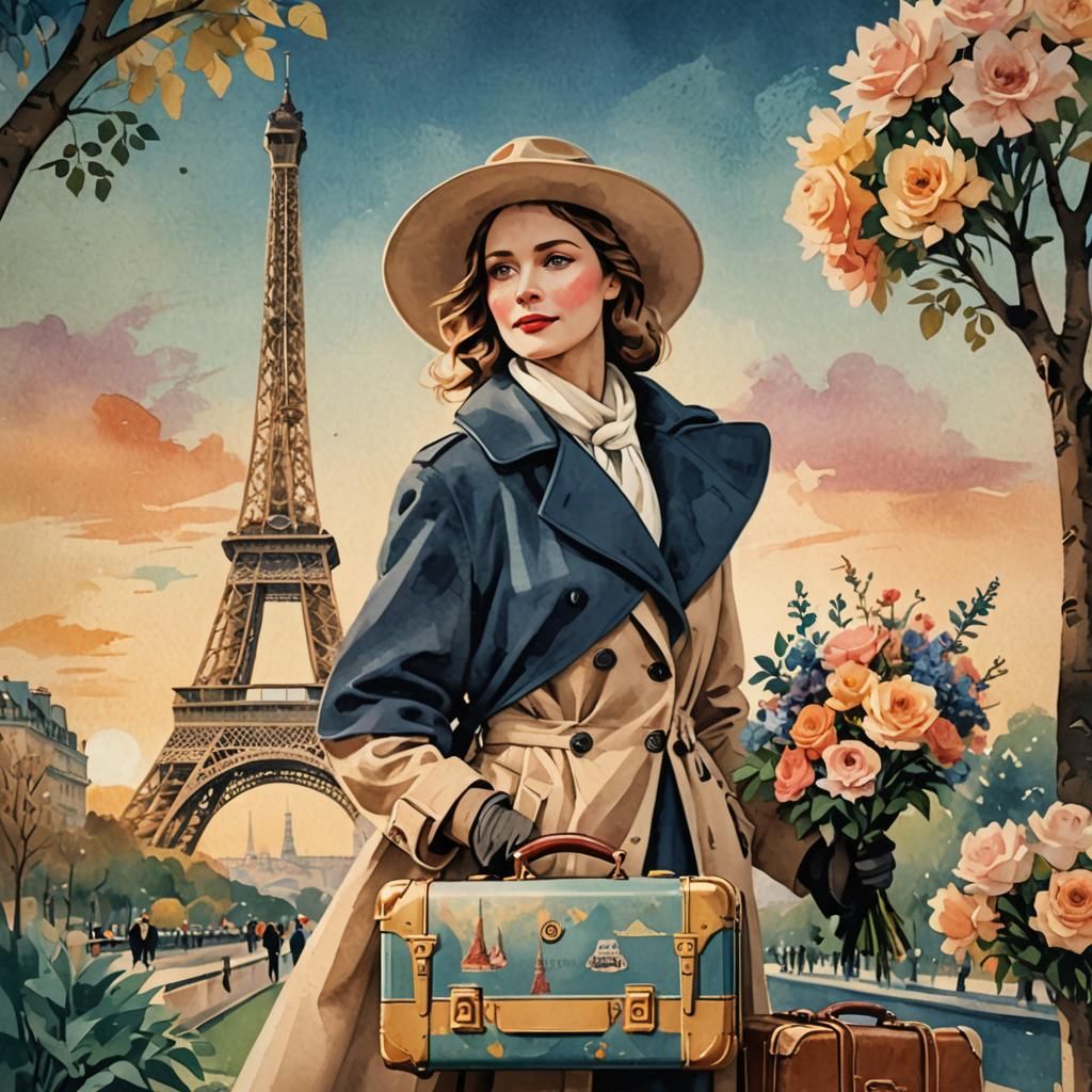 Eiffel Tower Travel Poster in Cassandre Style