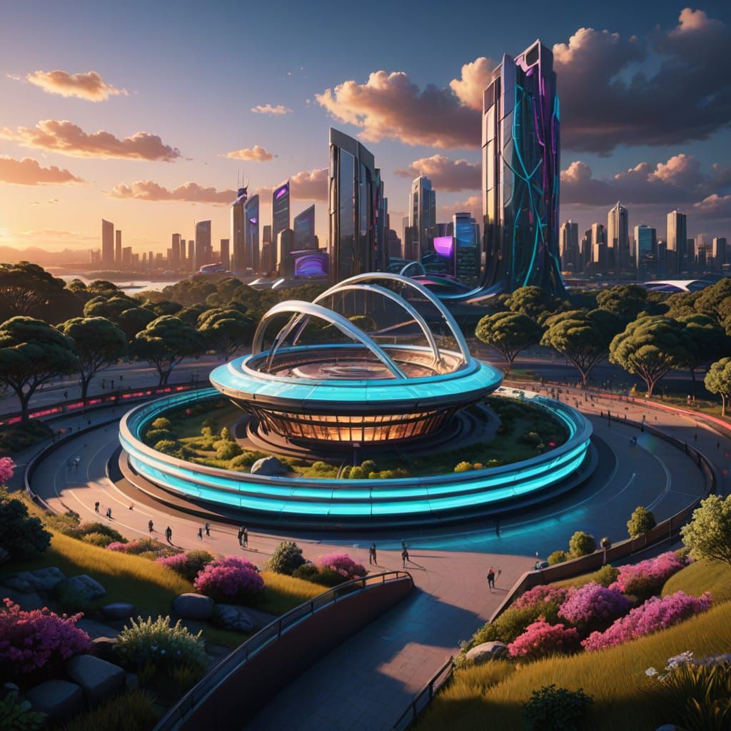 Surreal Sydney Landmark in Vibrant Digital Art