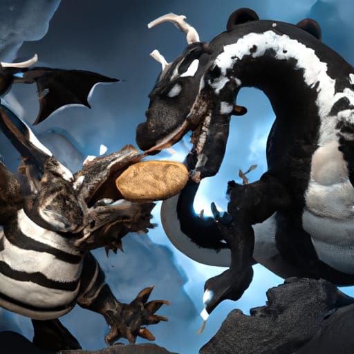 Oreo Cookie Dragons Clash: Detailed Fantasy Art