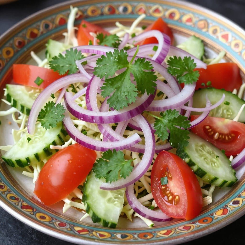 Vibrant Kachumber Salad on Indian Plate