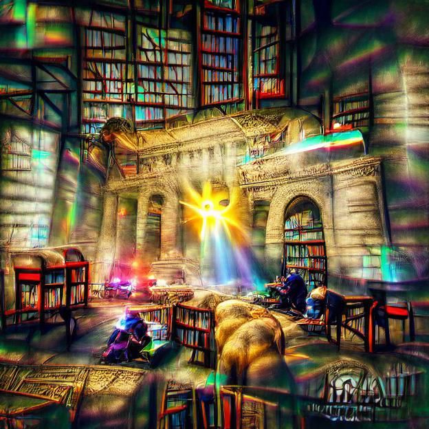 Crime Scene at New York Library in Photoillustration