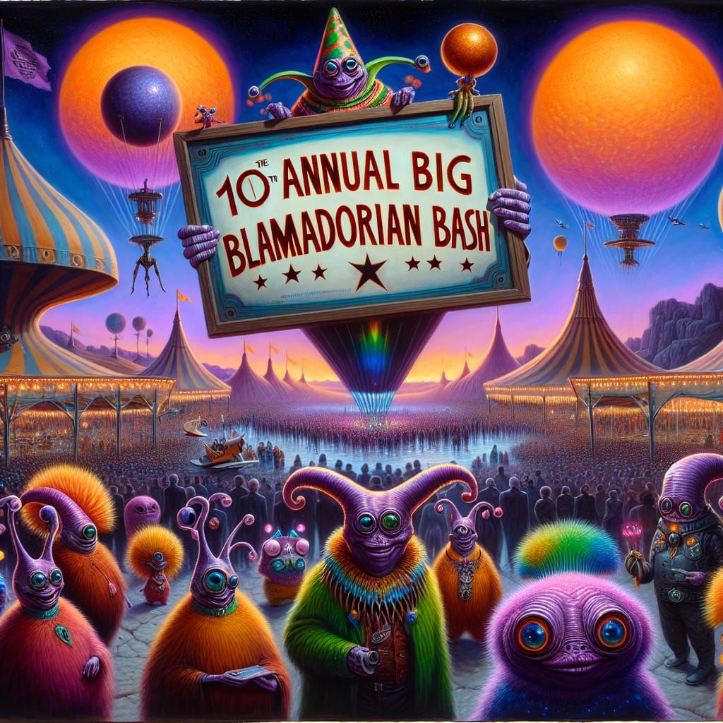 Awe-Inspiring Alien Celebration in Vibrant, Whimsical Wonder...