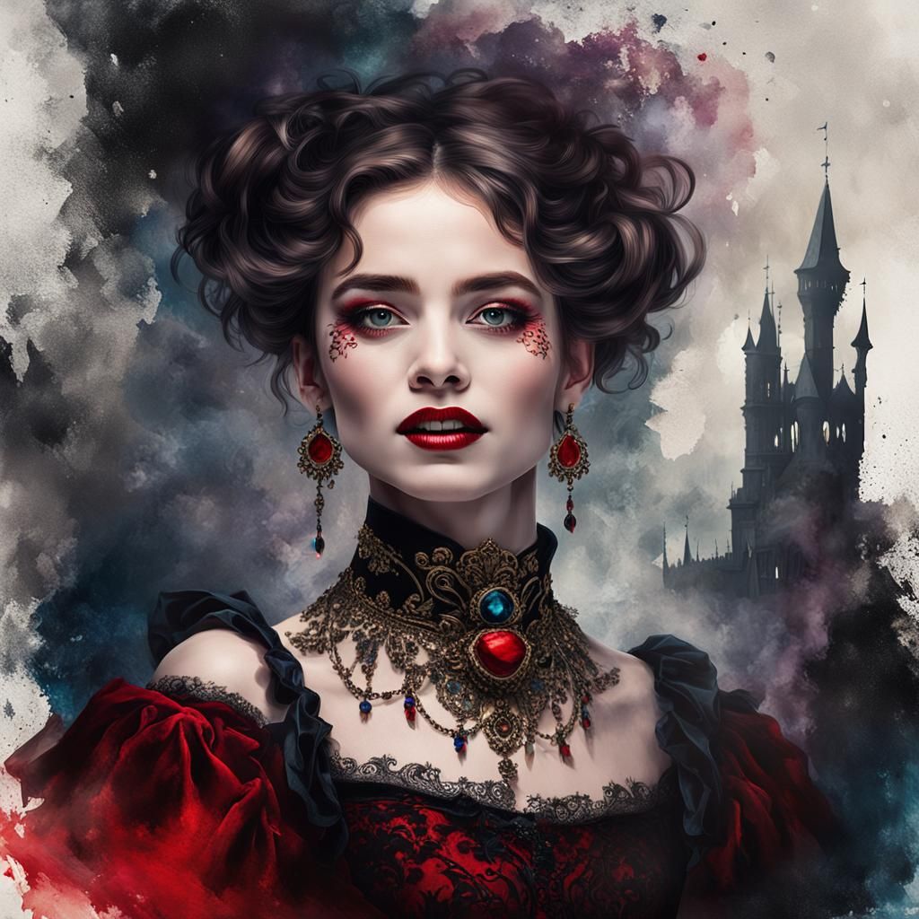 Gothic Girl Portrait in Victorian Style
