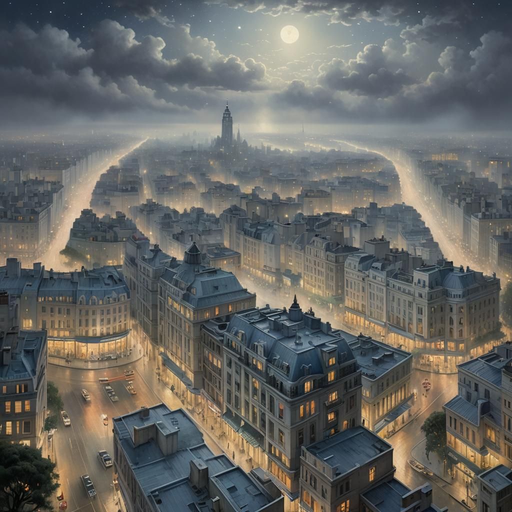 Art Deco Buenos Aires Under Starry Night