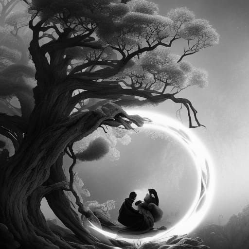 Intricate Black and White Art of Lovers in Japan