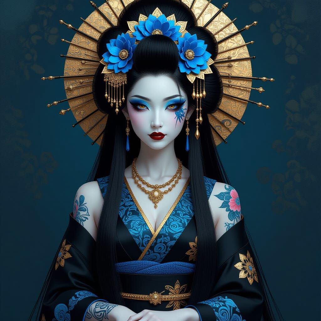 A whimsical portrait illustration of a picturesque and whims...