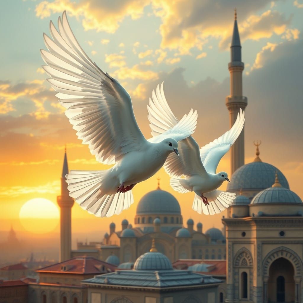 Doves of Serenity Over Ancient Damascus