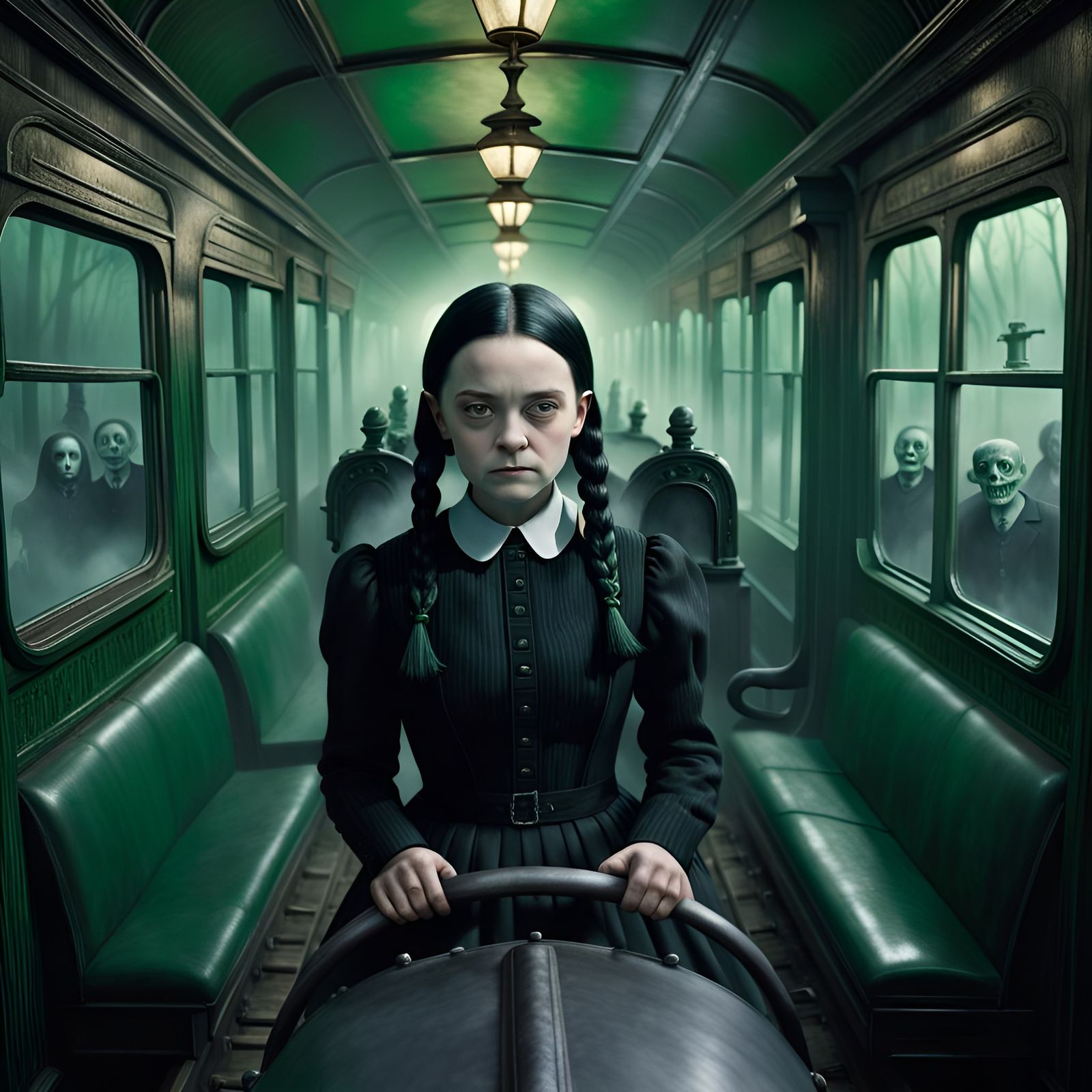 Wednesday Addams Rides a Ghost Train