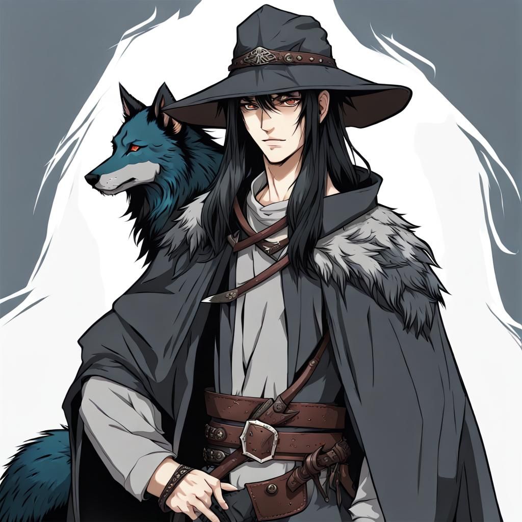 Young Man with Wolf Hat in Shonen Manga Style