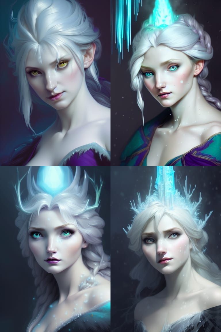 Frozen Witch Goddess Portrait in Digital Art Style