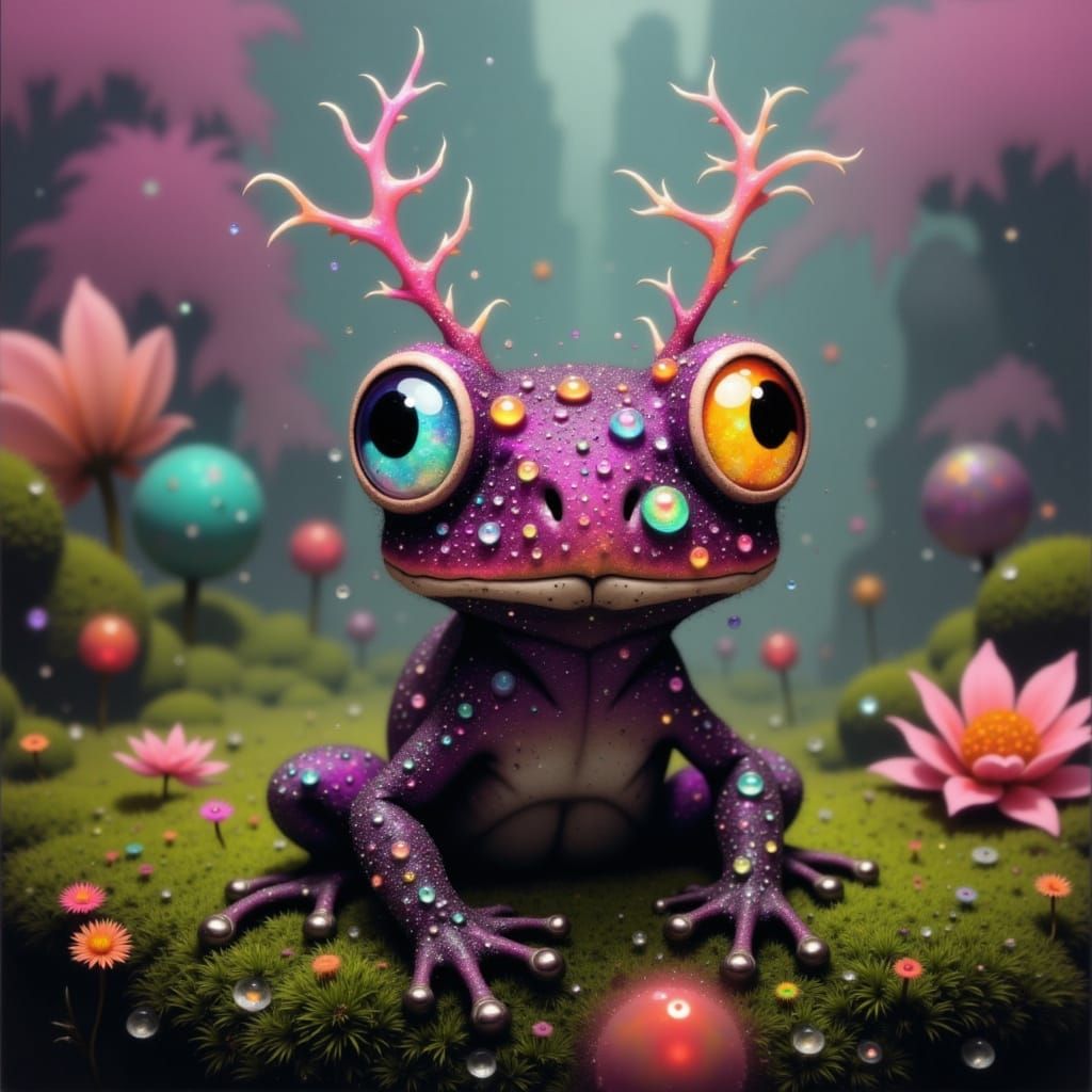 Adorable Frog-Tortoise Creature in Futuristic Organic Style