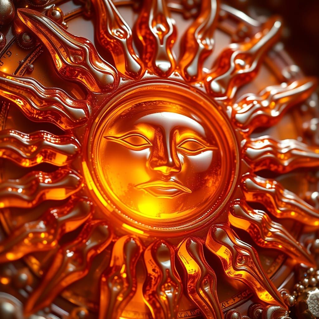 Ancient Amber Sun Talisman in 8K