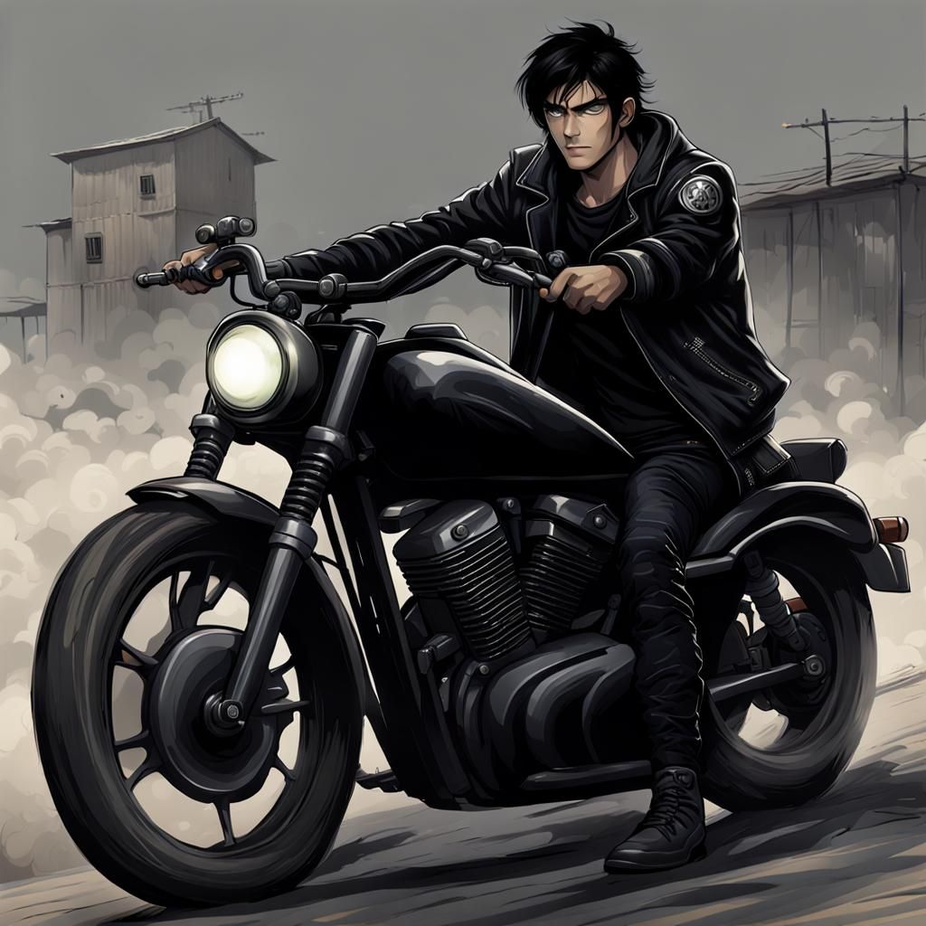 Horseman of Famine Rides a Black Motorcycle