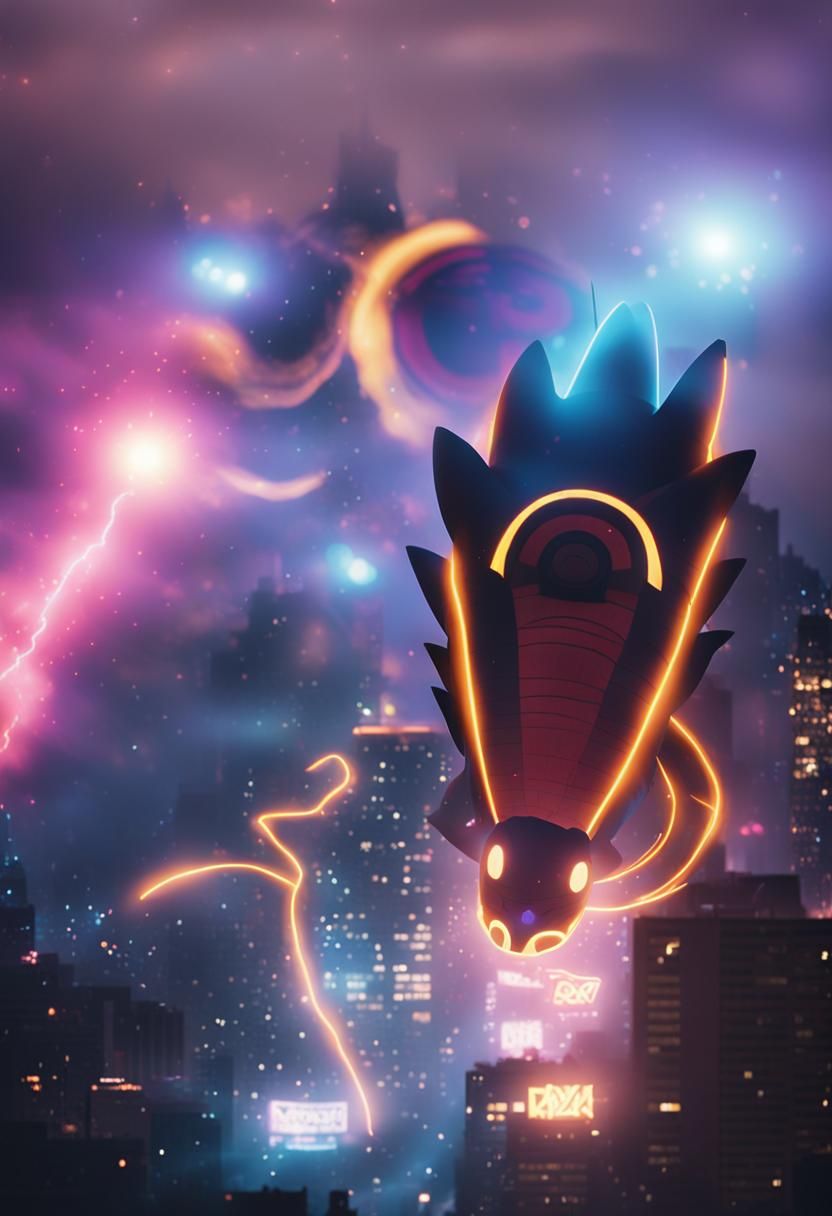 Gigantic Pokemon Emerges from Misty Cityscape