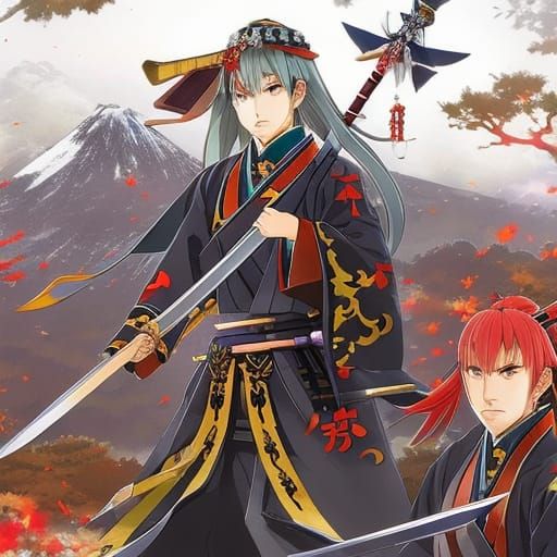 Hyperrealistic Feudal Japanese Warrior in Splash Art Style