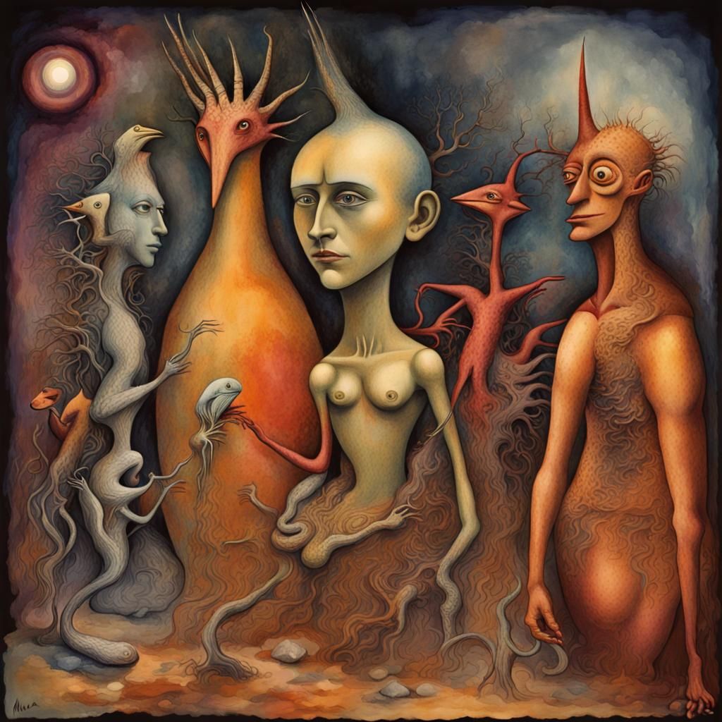 Surreal Biometric Dreamscape in Watercolor Style