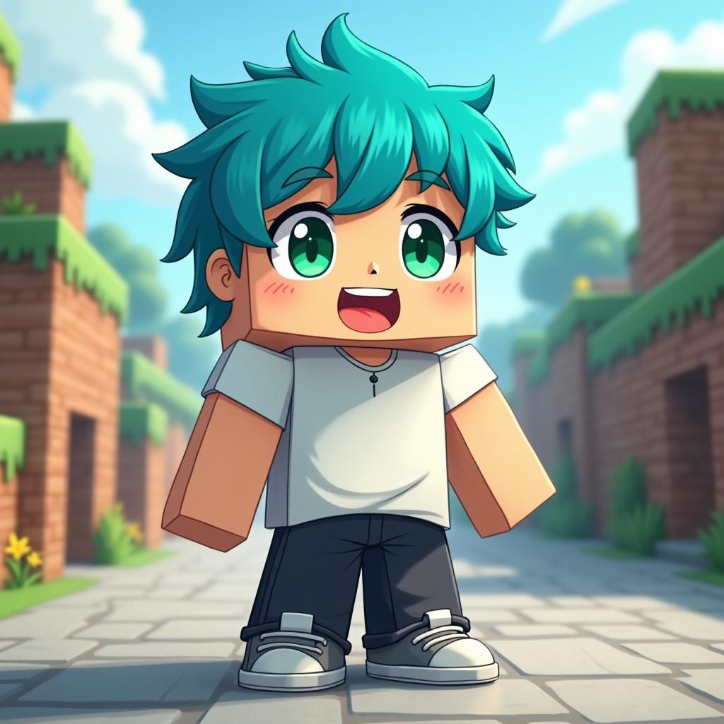Minecraft Steve in Anime Style Looking at Camera
