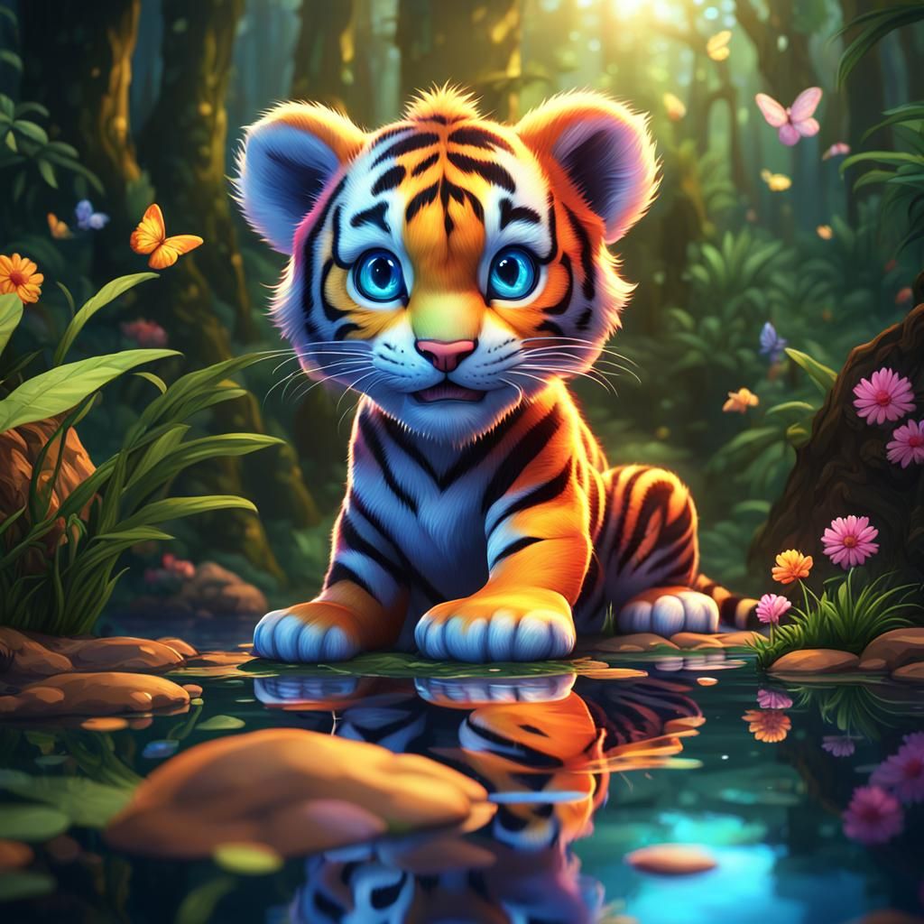 Rainbow Fire Tiger Cub Transformation in Jungle