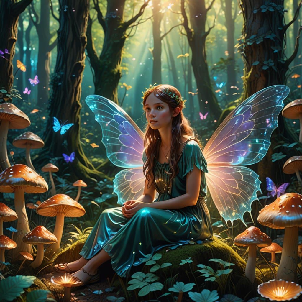 Enchanted Fairy in Magical Forest: Digital Fantasy Art