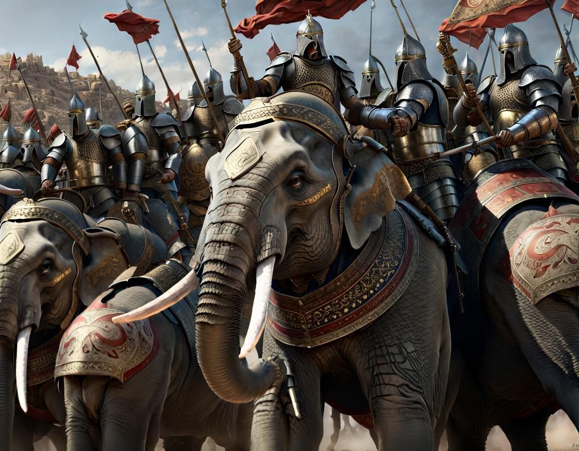 Epic Battle: Persian Elephant Army vs. Greek Chivalry