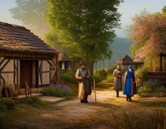 Medieval Greek Village Farmer Couple in Fantasy Art