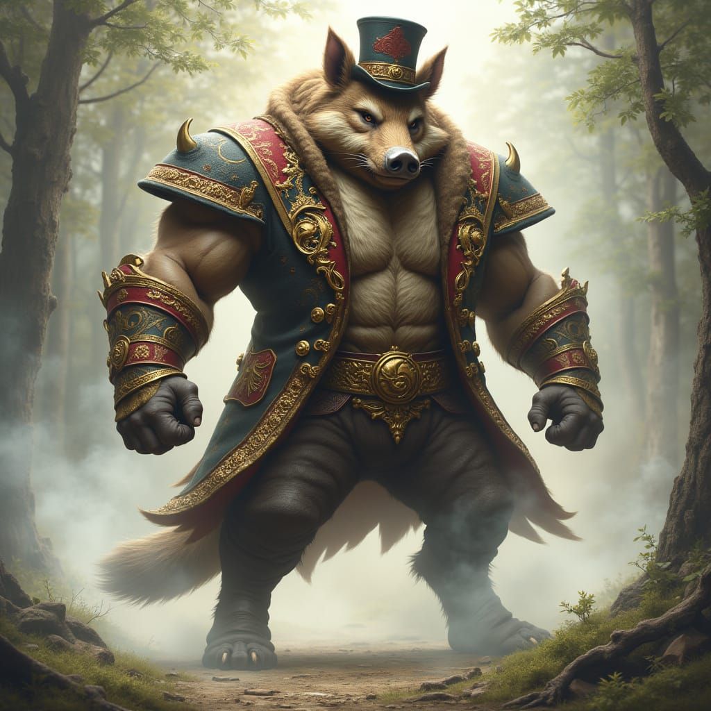 Battle Ready Hybrid Creature in Lavish Attire