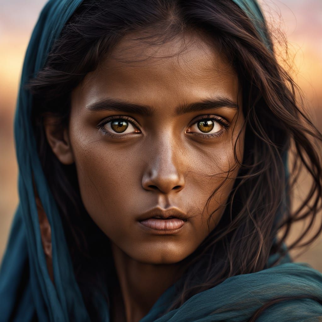 Hyper-Realistic Portrait of a Wise Woman with Profound Eyes