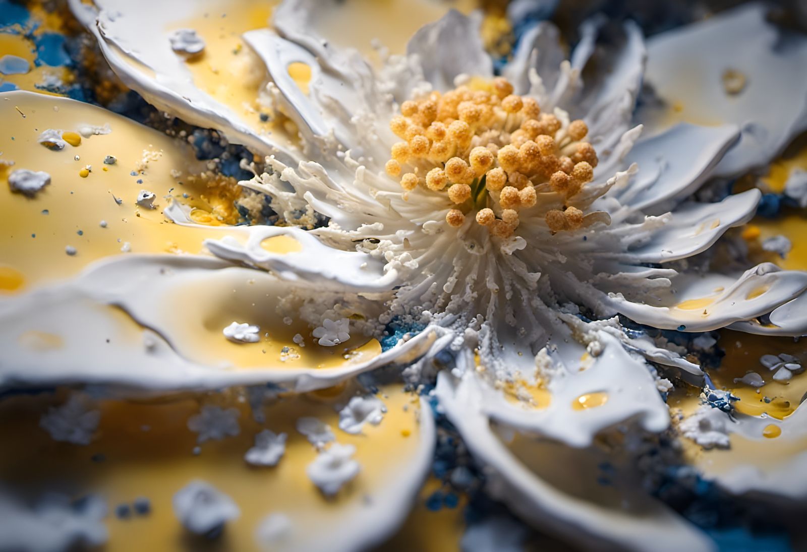 Surreal Encaustic Floral Art with Cosmos and Sparkles