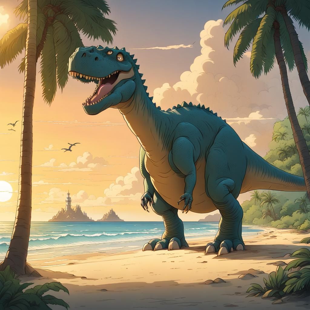 T-Rex on Beach