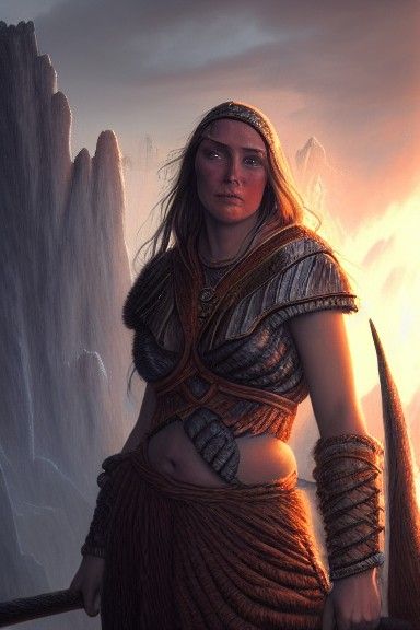 Sinmara: Norse Giantess Portrait in Detailed Fantasy Art