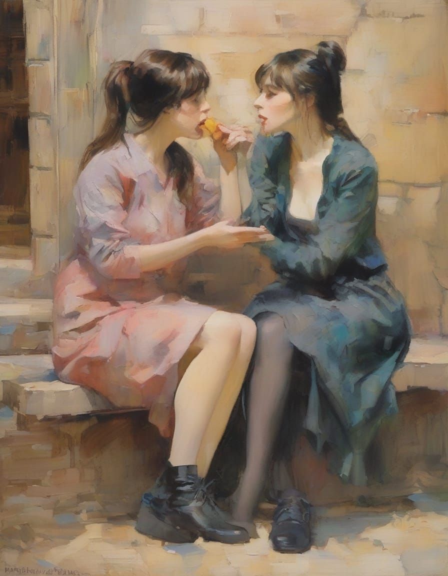 Ethereal Encounter in Gouache Grandeur