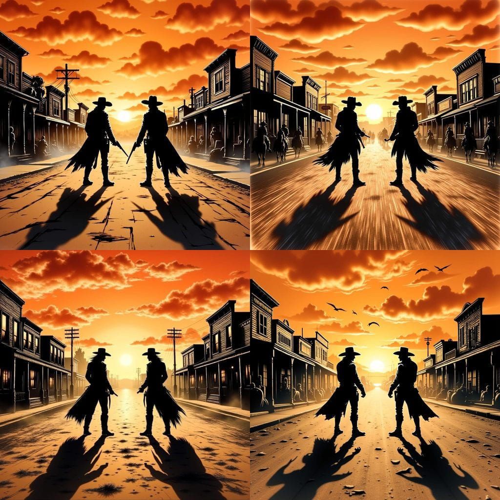 Wild West Showdown in Watercolor and Ink