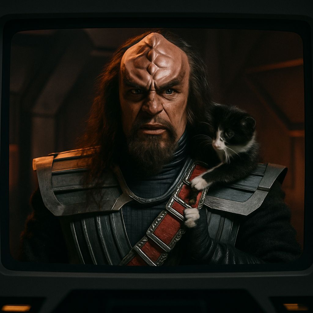 Klingon Commander with Kitten: A Cinema Still