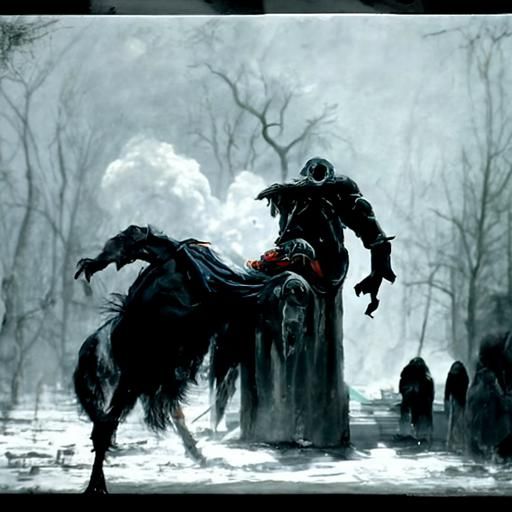 Headless Horseman in Dark Gothic Horror Style