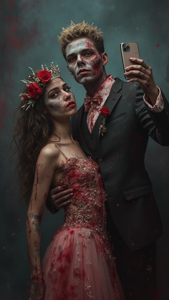 Zombies Crowned Prom King & Queen Taking Selfie