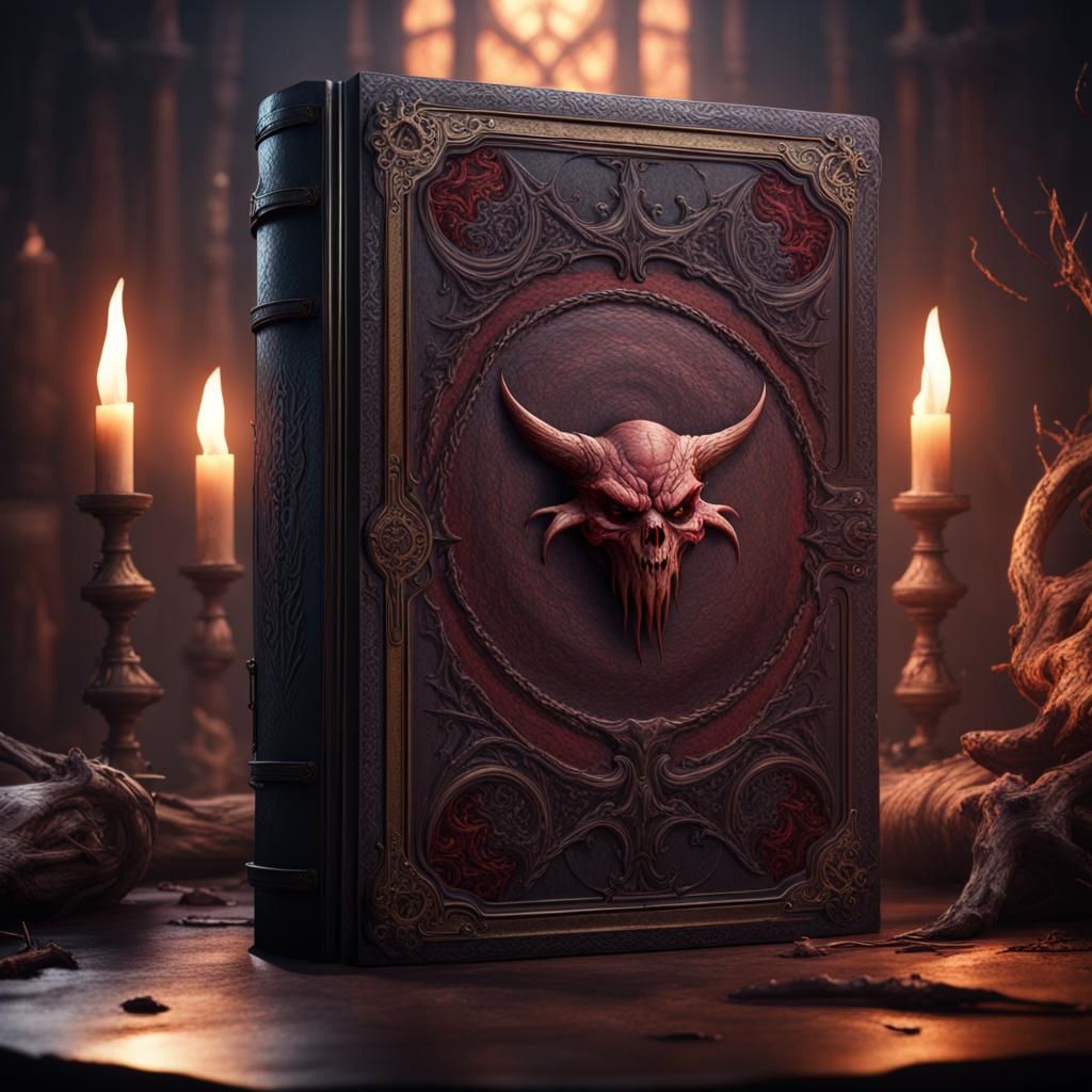 Detailed Demonic Grimoire in a Matte Painting Style