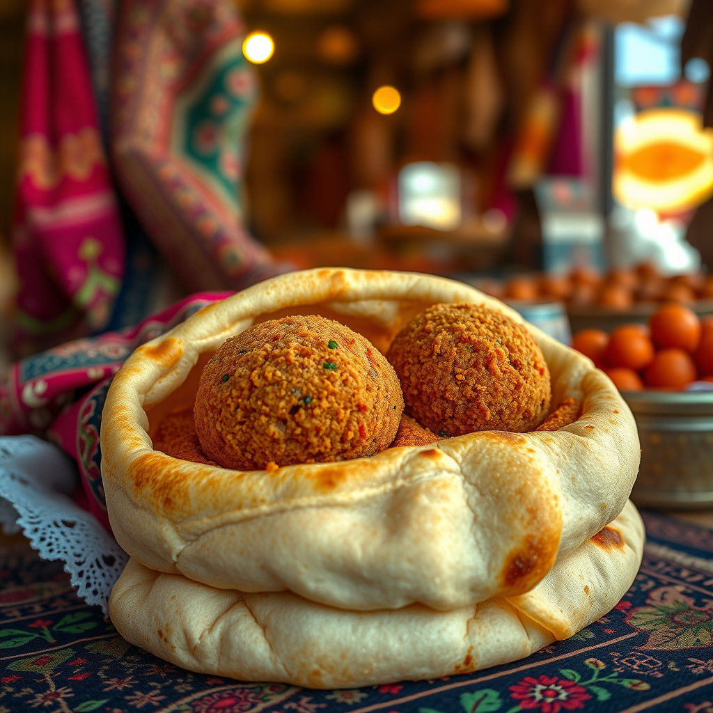 Falafel in Pita Bread, Iranian Miniature Style