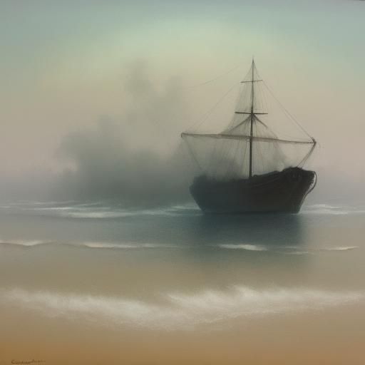 Atmospheric Oil Painting in a Mysterious, Dreamy Landscape