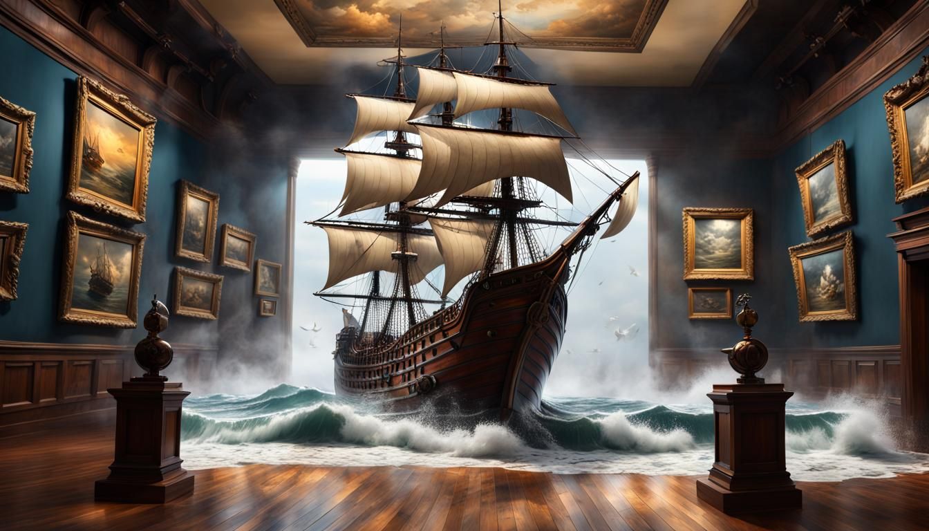 Hyperrealistic Pirate Ship Painting Comes to Life