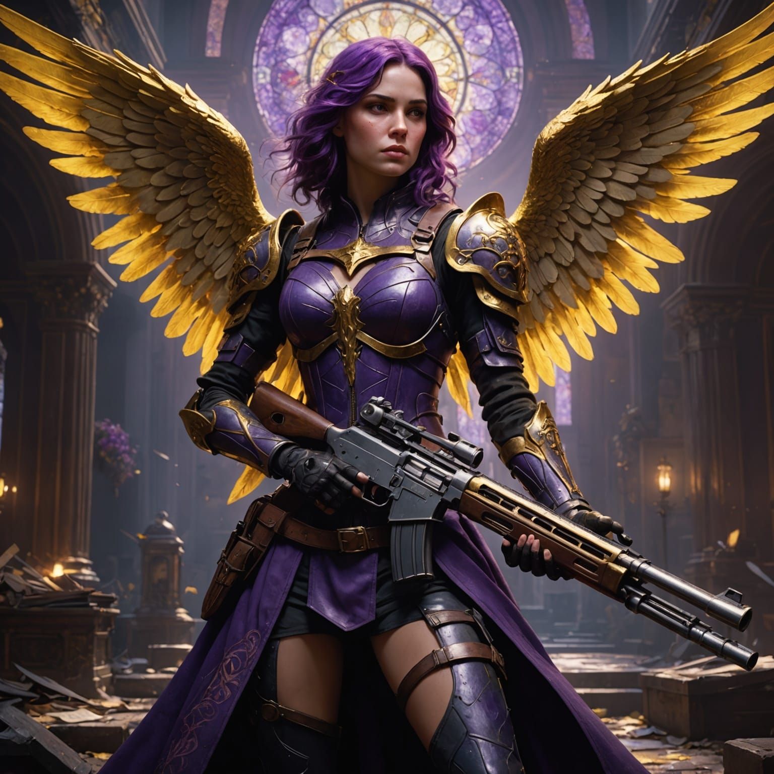 Angel with Shotgun: Dark Fantasy Concept Art