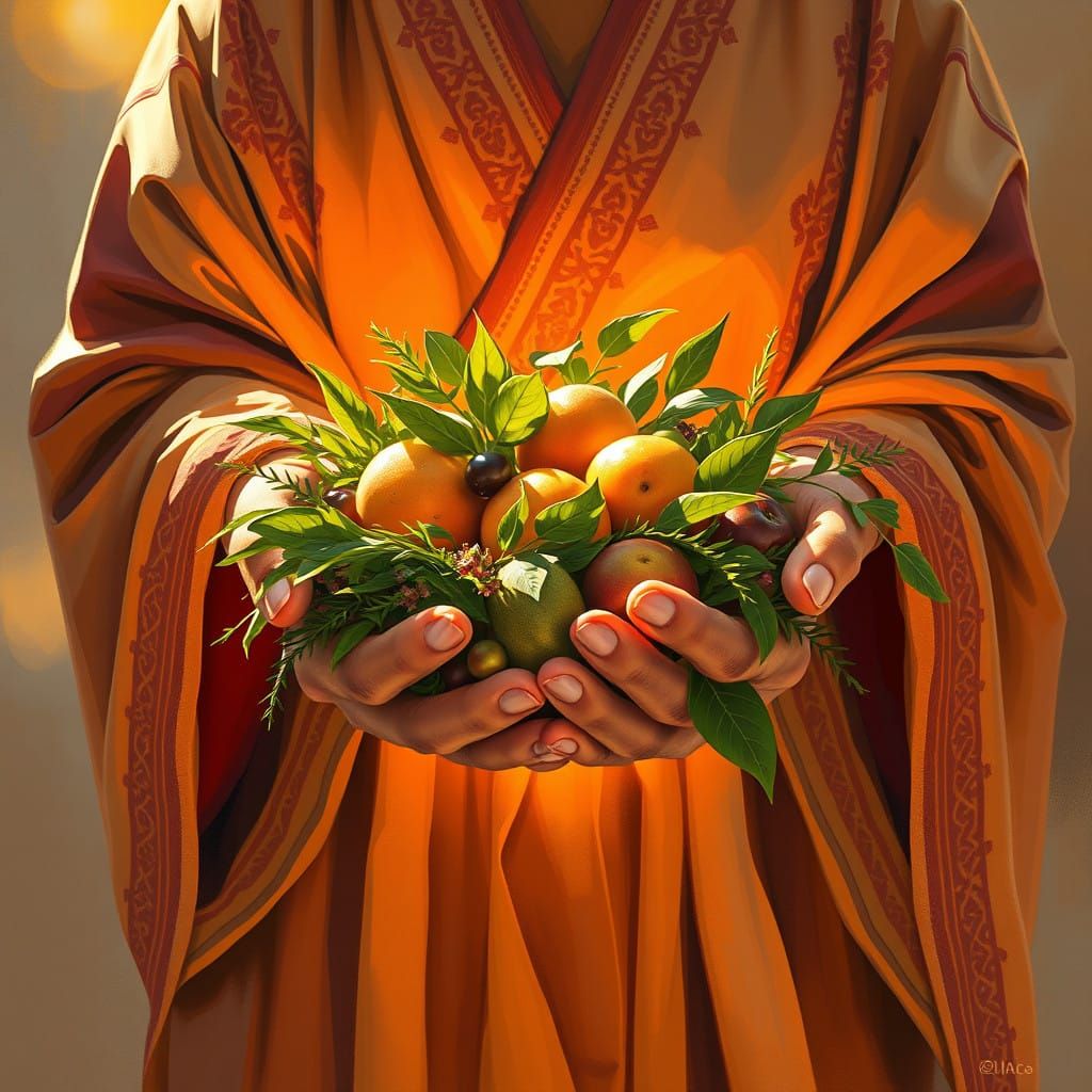 Generous Scene in Vibrant Cyberpunk Style