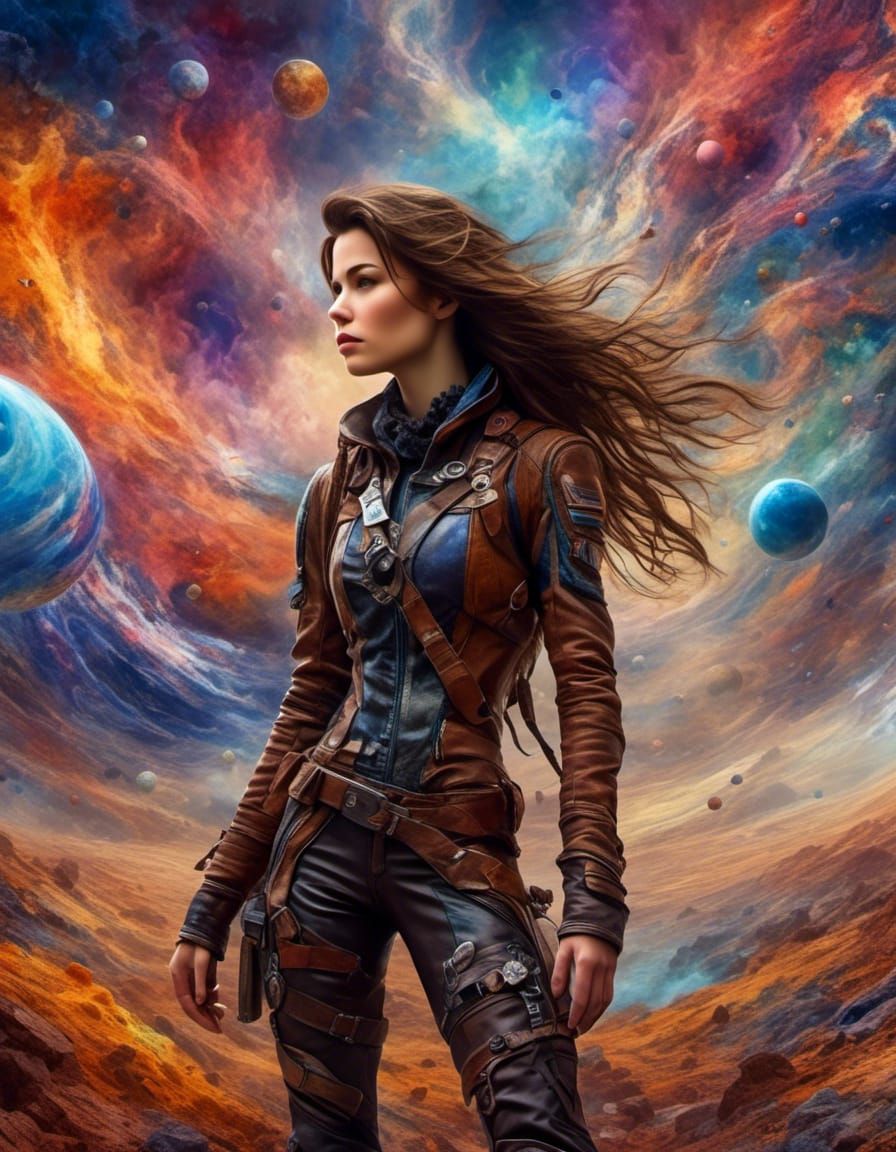 Sci-Fi Treasure Scout Surveys Alien Landscape