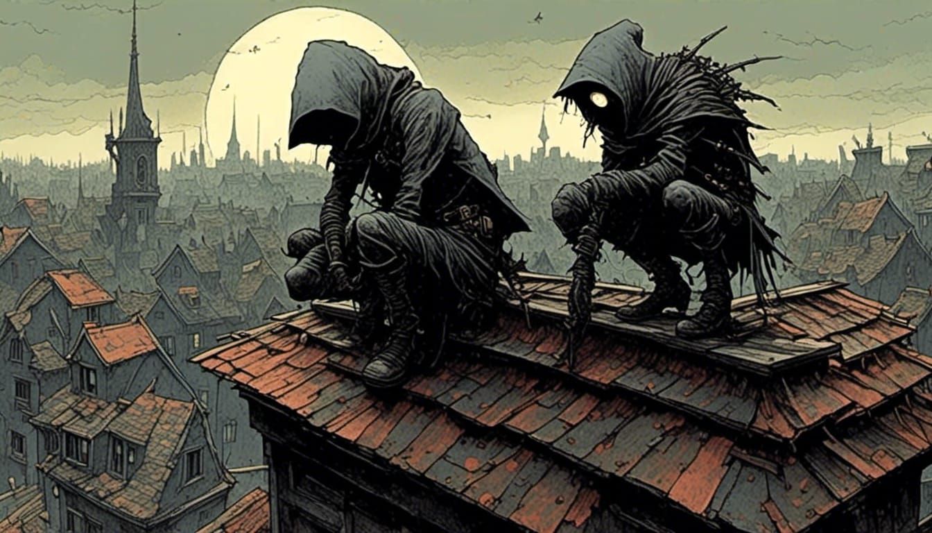 Dark Fantasy Assassin in Gothic Illustration Style