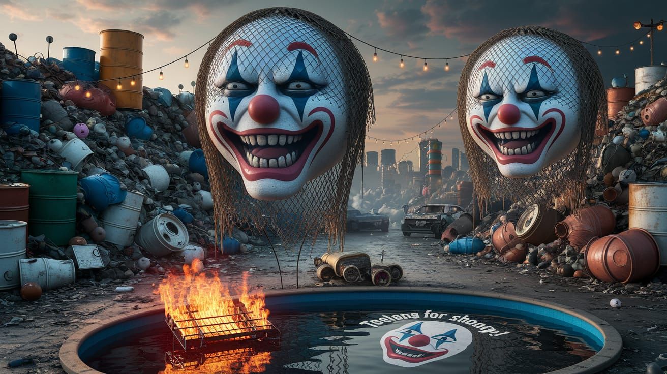 Dystopian Clown Apocalypse in a Garbage-Filled Wasteland